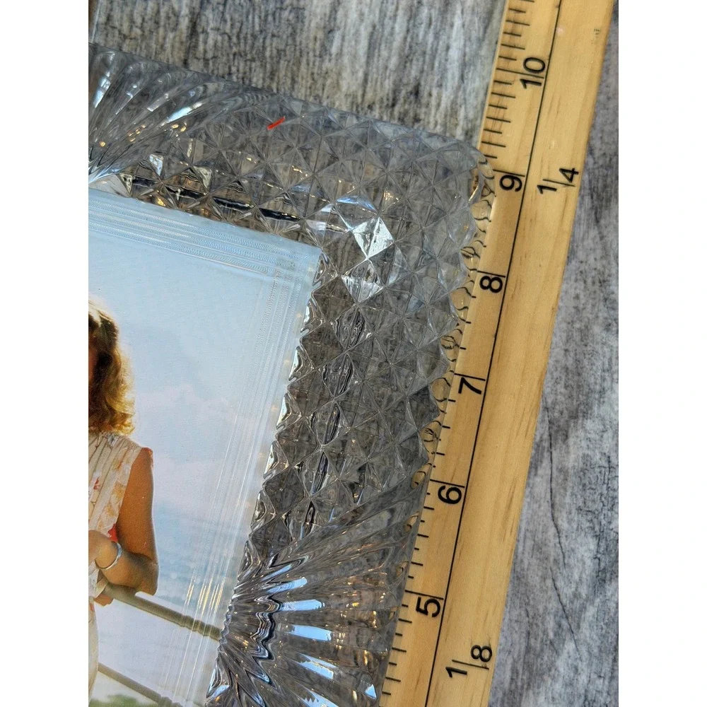 Shannon Crystal Picture Frame 5x7 Clear 24% Lead Diamond Cut Sunburst Photo Gift